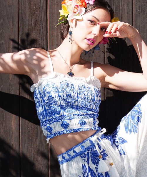 チャイハネ（チャイハネ）の「【チャイハネ】ロエティチューブトップ（チューブトップ・レディース・オレンジ/ホワイト/ブラック・FREE）」の2枚目の写真