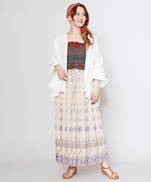 チャイハネ（チャイハネ）の「【チャイハネ】ロエティチューブトップ（チューブトップ・レディース・オレンジ/ホワイト/ブラック・FREE）」の5枚目の写真