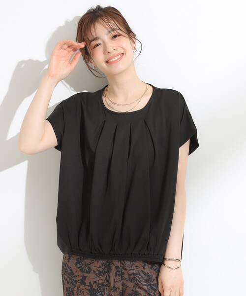SHOO・LA・RUE(シューラルー)の「【S-LL】インせず着られる 異素材使い デザイントップス(Tシャツ/カットソー・レディース・ブラウン系その他/ブラック/ブルー系その他・04/03/02/01)」の4枚目の写真