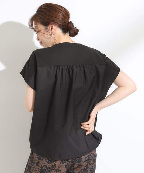 SHOO・LA・RUE(シューラルー)の「【S-LL】インせず着られる 異素材使い デザイントップス(Tシャツ/カットソー・レディース・ブラウン系その他/ブラック/ブルー系その他・04/03/02/01)」の5枚目の写真
