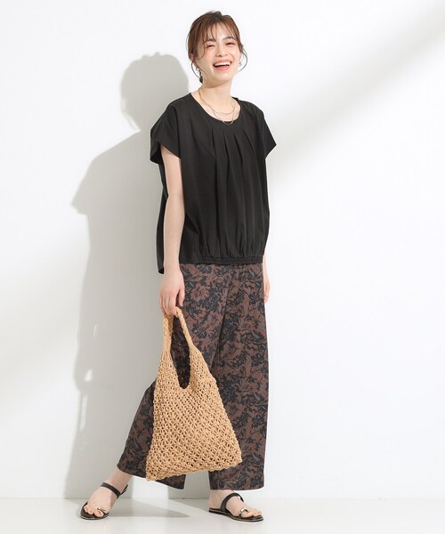 SHOO・LA・RUE(シューラルー)の「【S-LL】インせず着られる 異素材使い デザイントップス(Tシャツ/カットソー・レディース・ブラウン系その他/ブラック/ブルー系その他・04/03/02/01)」の6枚目の写真