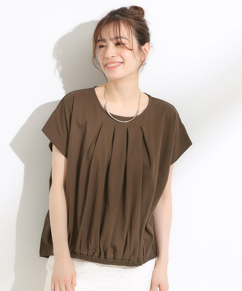 SHOO・LA・RUE(シューラルー)の「【S-LL】インせず着られる 異素材使い デザイントップス(Tシャツ/カットソー・レディース・ブラウン系その他/ブラック/ブルー系その他・04/03/02/01)」の8枚目の写真