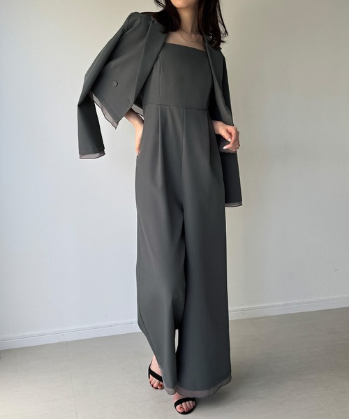 セール】ヘムシアーレイヤードショートジャケット＋サロペットSET