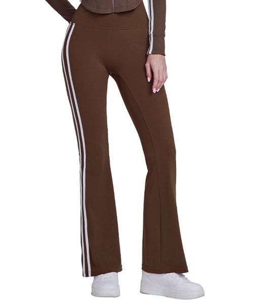 セール】レディース 配色サイドラインフレアパンツ ［ヨガ
