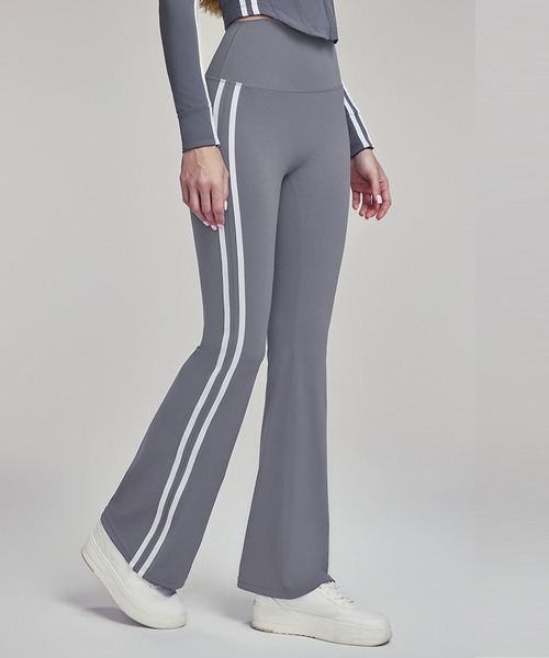 セール】レディース 配色サイドラインフレアパンツ ［ヨガ