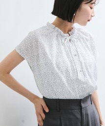 売り切れましたVis購入☆ドットブラウス Aletta vita ブラウス ドット Vネック フリル 袖 ドレープ