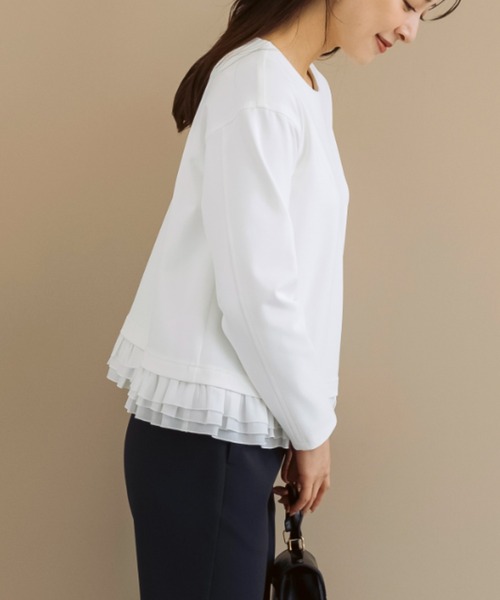 Sono(ソーノ)の「ご自宅でお洗濯可能/UVカット/ストレッチ/日本製【SONO/ソーノ】【Magical Stretch】ミニギャザーフリルヘムPO(Tシャツ/カットソー・レディース・ネイビー/ホワイト/ブラック・F)」の8枚目の写真