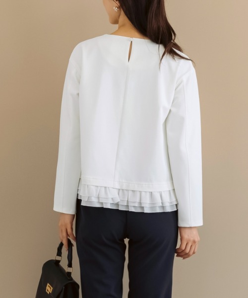 Sono(ソーノ)の「ご自宅でお洗濯可能/UVカット/ストレッチ/日本製【SONO/ソーノ】【Magical Stretch】ミニギャザーフリルヘムPO(Tシャツ/カットソー・レディース・ネイビー/ホワイト/ブラック・F)」の9枚目の写真