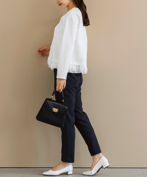 Sono(ソーノ)の「ご自宅でお洗濯可能/UVカット/ストレッチ/日本製【SONO/ソーノ】【Magical Stretch】ミニギャザーフリルヘムPO(Tシャツ/カットソー・レディース・ネイビー/ホワイト/ブラック・F)」の10枚目の写真