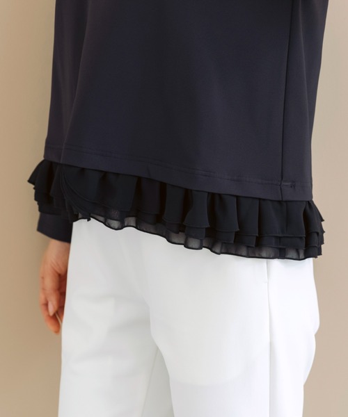 Sono(ソーノ)の「ご自宅でお洗濯可能/UVカット/ストレッチ/日本製【SONO/ソーノ】【Magical Stretch】ミニギャザーフリルヘムPO(Tシャツ/カットソー・レディース・ネイビー/ホワイト/ブラック・F)」の21枚目の写真