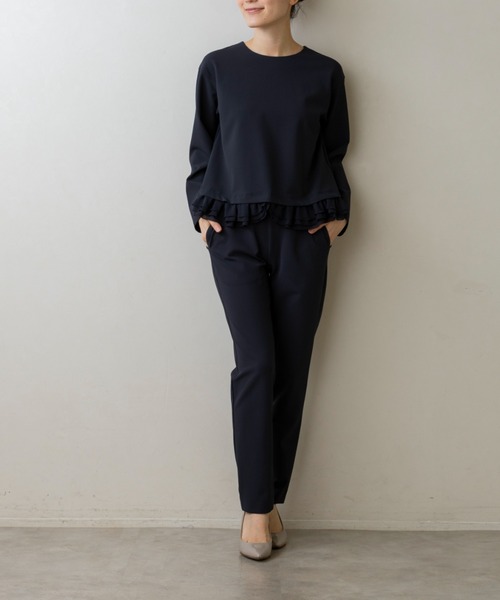 Sono(ソーノ)の「ご自宅でお洗濯可能/UVカット/ストレッチ/日本製【SONO/ソーノ】【Magical Stretch】ミニギャザーフリルヘムPO(Tシャツ/カットソー・レディース・ネイビー/ホワイト/ブラック・F)」の14枚目の写真