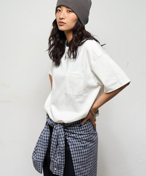 WHO'S WHO gallery（フーズフーギャラリー）の「【BLESSYOU/ブレスユー】 リンガーTEE / 2サイズ（Tシャツ/カットソー・レディース・グレー/ネイビー/ホワイト・MEDIUM/LARGE）」の6枚目の写真