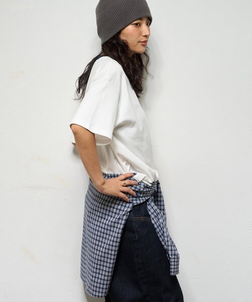 WHO'S WHO gallery（フーズフーギャラリー）の「【BLESSYOU/ブレスユー】 リンガーTEE / 2サイズ（Tシャツ/カットソー・レディース・グレー/ネイビー/ホワイト・MEDIUM/LARGE）」の7枚目の写真