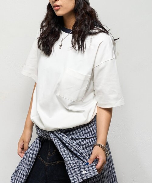 WHO'S WHO gallery（フーズフーギャラリー）の「【BLESSYOU/ブレスユー】 リンガーTEE / 2サイズ（Tシャツ/カットソー・レディース・グレー/ネイビー/ホワイト・MEDIUM/LARGE）」の9枚目の写真