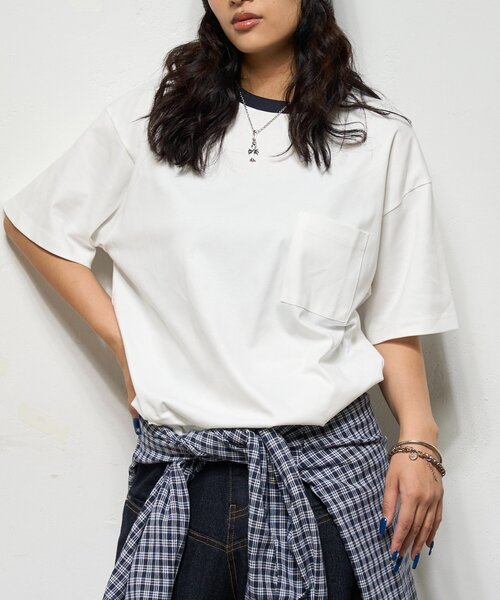 WHO'S WHO gallery（フーズフーギャラリー）の「【BLESSYOU/ブレスユー】 リンガーTEE / 2サイズ（Tシャツ/カットソー・レディース・グレー/ネイビー/ホワイト・MEDIUM/LARGE）」の10枚目の写真