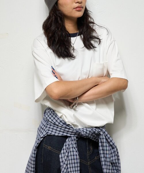 WHO'S WHO gallery（フーズフーギャラリー）の「【BLESSYOU/ブレスユー】 リンガーTEE / 2サイズ（Tシャツ/カットソー・レディース・グレー/ネイビー/ホワイト・MEDIUM/LARGE）」の11枚目の写真