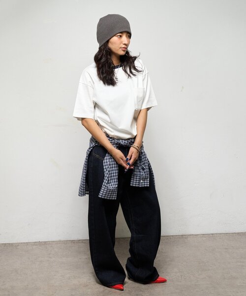 WHO'S WHO gallery（フーズフーギャラリー）の「【BLESSYOU/ブレスユー】 リンガーTEE / 2サイズ（Tシャツ/カットソー・レディース・グレー/ネイビー/ホワイト・MEDIUM/LARGE）」の13枚目の写真