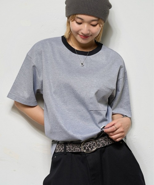 WHO'S WHO gallery（フーズフーギャラリー）の「【BLESSYOU/ブレスユー】 リンガーTEE / 2サイズ（Tシャツ/カットソー・レディース・グレー/ネイビー/ホワイト・MEDIUM/LARGE）」の3枚目の写真