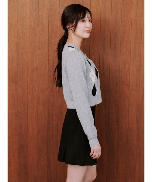 SNIDEL（スナイデル）の「アーガイルカーディガン（カーディガン/ボレロ・レディース・ブラウン/グレー/アイボリー・F）」の17枚目の写真