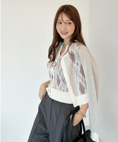 スナイデル　カーディガン SNIDEL/スナイデル]透かし柄Vニットカーディガン（羽織