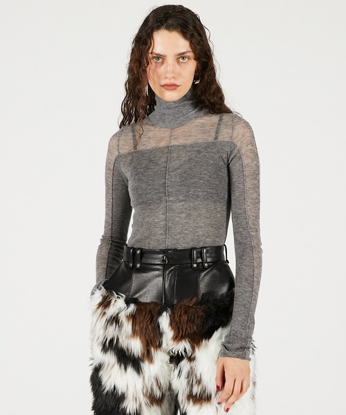 PRANK PROJECT（プランクプロジェクト）の「ソフトハイゲージパネルニット / Soft High Gauge Panel Knit（ニット/セーター・レディース・グレー/ブラック/アイボリー/ピンク・FREE）」の4枚目の写真