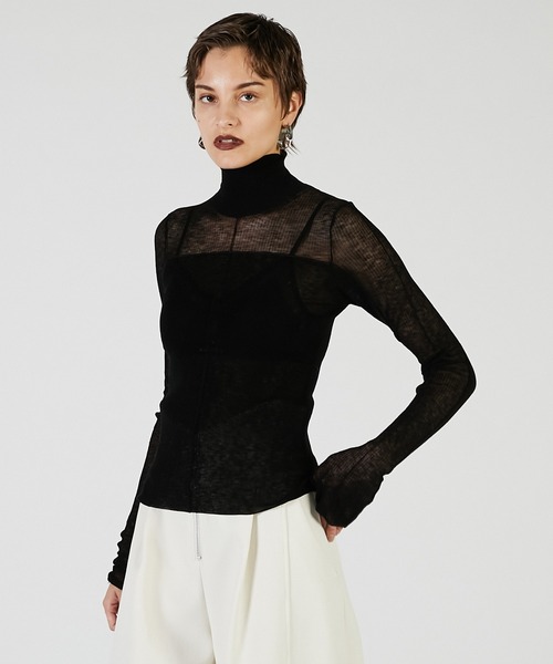 PRANK PROJECT（プランクプロジェクト）の「ソフトハイゲージパネルニット / Soft High Gauge Panel Knit（ニット/セーター・レディース・グレー/ブラック/アイボリー/ピンク・FREE）」の12枚目の写真