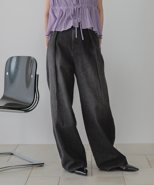 LOWRYS FARM(ローリーズファーム)の「タックワイドデニム 532506(デニムパンツ・レディース・パープル/ブラック/ブラウン/レオパード/ブルー・SMALL/MEDIUM/LARGE)」の17枚目の写真