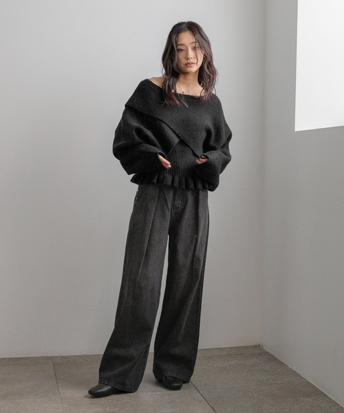 LOWRYS FARM(ローリーズファーム)の「タックワイドデニム 532506(デニムパンツ・レディース・パープル/ブラック/ブラウン/レオパード/ブルー・SMALL/MEDIUM/LARGE)」の6枚目の写真