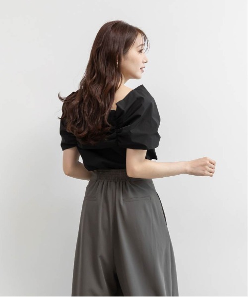 RANDA(ランダ)の「リボンドッキングカットトップス(Tシャツ/カットソー・レディース・グレー/ホワイト/ブラック・FREE)」の10枚目の写真