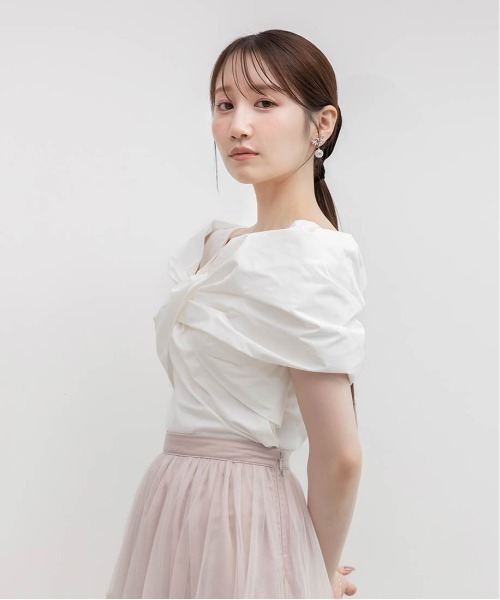 RANDA(ランダ)の「リボンドッキングカットトップス(Tシャツ/カットソー・レディース・グレー/ホワイト/ブラック・FREE)」の13枚目の写真