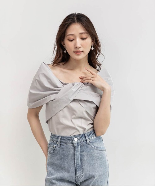 RANDA(ランダ)の「リボンドッキングカットトップス(Tシャツ/カットソー・レディース・グレー/ホワイト/ブラック・FREE)」の16枚目の写真