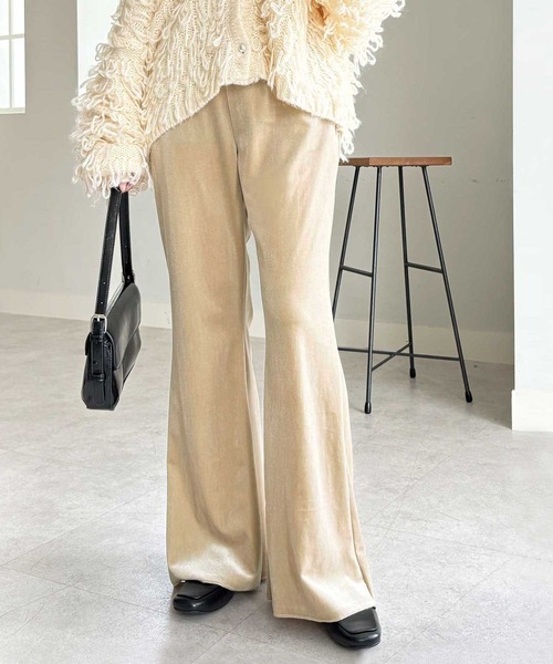 GeeRA(ジーラ)の「【S-XLサイズ展開】-3kg見え!ベロアフレアイージーパンツ(その他パンツ・レディース・ブラウン/ベージュ/ブラック・SMALL/MEDIUM/LARGE/X-LARGE)」の3枚目の写真