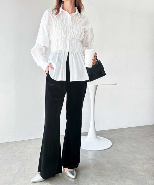 GeeRA(ジーラ)の「【S-XLサイズ展開】-3kg見え!ベロアフレアイージーパンツ(その他パンツ・レディース・ブラウン/ベージュ/ブラック・SMALL/MEDIUM/LARGE/X-LARGE)」の10枚目の写真