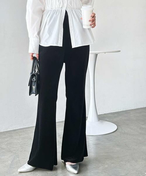 GeeRA(ジーラ)の「【S-XLサイズ展開】-3kg見え!ベロアフレアイージーパンツ(その他パンツ・レディース・ブラウン/ベージュ/ブラック・SMALL/MEDIUM/LARGE/X-LARGE)」の6枚目の写真