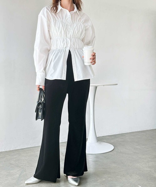 GeeRA(ジーラ)の「【S-XLサイズ展開】-3kg見え!ベロアフレアイージーパンツ(その他パンツ・レディース・ブラウン/ベージュ/ブラック・SMALL/MEDIUM/LARGE/X-LARGE)」の7枚目の写真