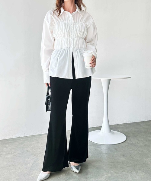 GeeRA(ジーラ)の「【S-XLサイズ展開】-3kg見え!ベロアフレアイージーパンツ(その他パンツ・レディース・ブラウン/ベージュ/ブラック・SMALL/MEDIUM/LARGE/X-LARGE)」の8枚目の写真