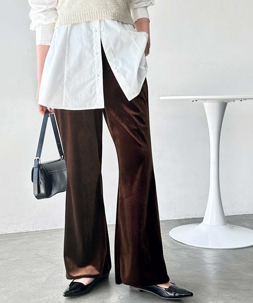 GeeRA(ジーラ)の「【S-XLサイズ展開】-3kg見え!ベロアフレアイージーパンツ(その他パンツ・レディース・ブラウン/ベージュ/ブラック・SMALL/MEDIUM/LARGE/X-LARGE)」の11枚目の写真