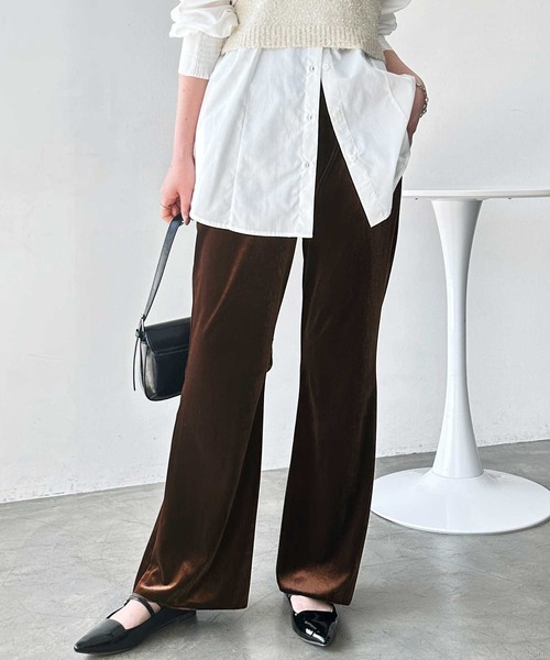 GeeRA(ジーラ)の「【S-XLサイズ展開】-3kg見え!ベロアフレアイージーパンツ(その他パンツ・レディース・ブラウン/ベージュ/ブラック・SMALL/MEDIUM/LARGE/X-LARGE)」の13枚目の写真