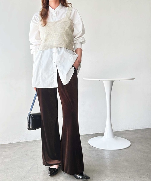 GeeRA(ジーラ)の「【S-XLサイズ展開】-3kg見え!ベロアフレアイージーパンツ(その他パンツ・レディース・ブラウン/ベージュ/ブラック・SMALL/MEDIUM/LARGE/X-LARGE)」の14枚目の写真