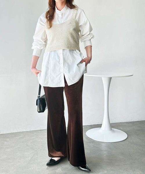 GeeRA(ジーラ)の「【S-XLサイズ展開】-3kg見え!ベロアフレアイージーパンツ(その他パンツ・レディース・ブラウン/ベージュ/ブラック・SMALL/MEDIUM/LARGE/X-LARGE)」の15枚目の写真