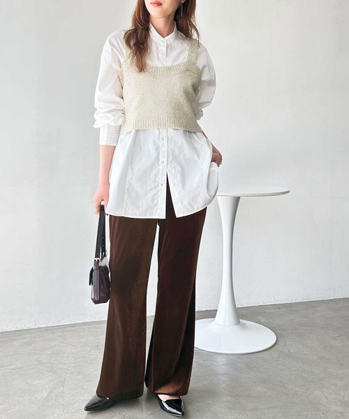 GeeRA(ジーラ)の「【S-XLサイズ展開】-3kg見え!ベロアフレアイージーパンツ(その他パンツ・レディース・ブラウン/ベージュ/ブラック・SMALL/MEDIUM/LARGE/X-LARGE)」の16枚目の写真