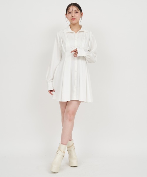 アーガイルベスト付シャツミニワンピース（シャツワンピース）｜ROYAL