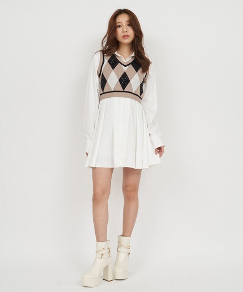  PARTY ロイヤルパーティ　シャツワンピース　セットアップ　白 RO3467EW21544_fw_thumbM.jpg