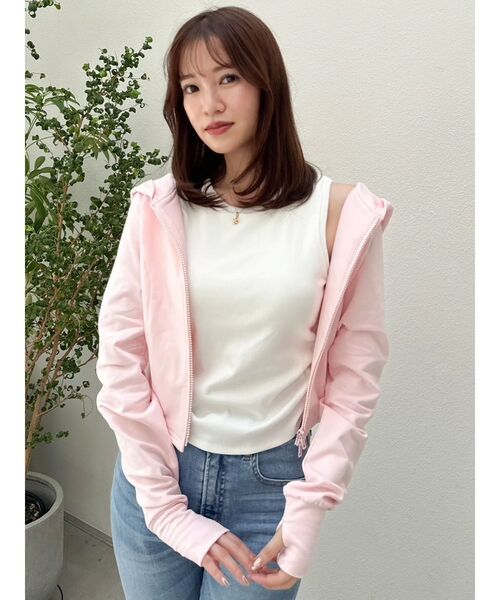 dazzlin（ダズリン）の「【吉田朱里】UVコンパクトパーカー（パーカー・レディース・ブラック/ピンク/ベージュ・FREE）」の6枚目の写真