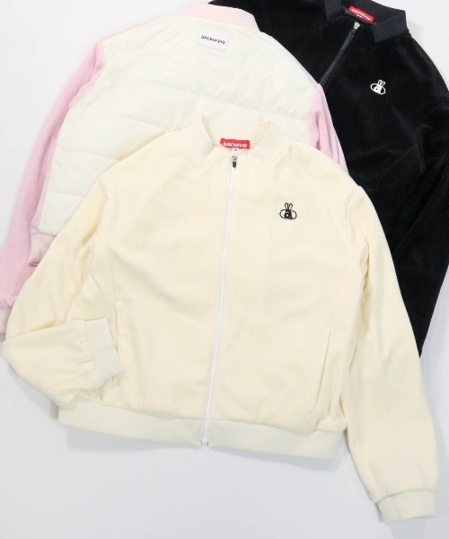 archivio(アルチビオ)の「<LADIES>ベロア×中綿ブルゾン(ブルゾン・レディース・ブラック/ホワイト/ピンク・L/M/S)」の2枚目の写真