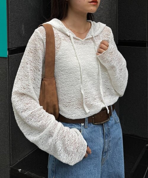 CIAOPANIC TYPY（チャオパニックティピー）の「スキッパーレースフーディー（Tシャツ/カットソー・レディース・ホワイト/ブラック/アイボリー・ONE SIZE）」の8枚目の写真