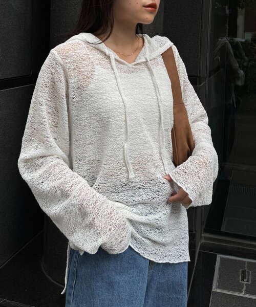 CIAOPANIC TYPY（チャオパニックティピー）の「スキッパーレースフーディー（Tシャツ/カットソー・レディース・ホワイト/ブラック/アイボリー・ONE SIZE）」の9枚目の写真