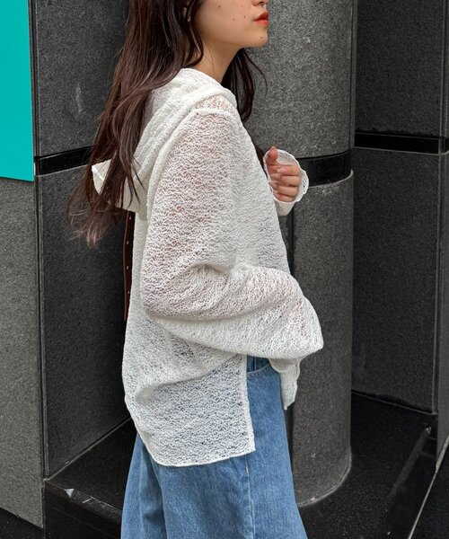 CIAOPANIC TYPY（チャオパニックティピー）の「スキッパーレースフーディー（Tシャツ/カットソー・レディース・ホワイト/ブラック/アイボリー・ONE SIZE）」の10枚目の写真