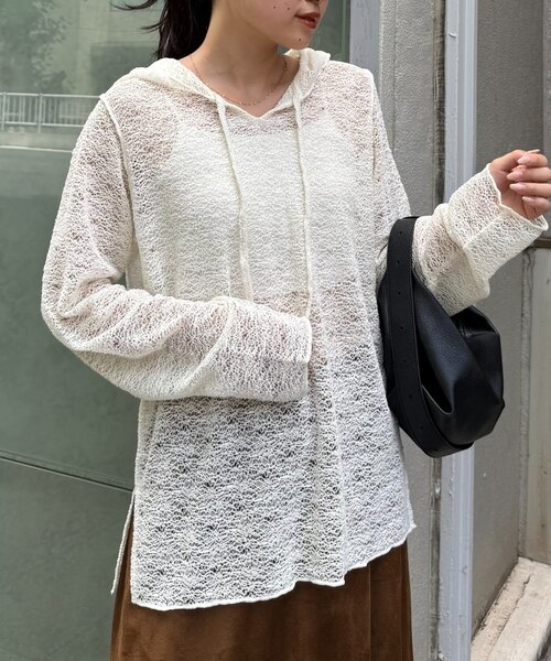 CIAOPANIC TYPY（チャオパニックティピー）の「スキッパーレースフーディー（Tシャツ/カットソー・レディース・ホワイト/ブラック/アイボリー・ONE SIZE）」の18枚目の写真