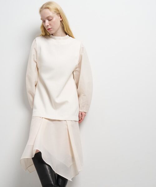 LANVIN en Bleu(ランバンオンブルー)の「ダンボールコンビワンピース(ワンピース・レディース・ブラック/オフホワイト・36/38)」の2枚目の写真